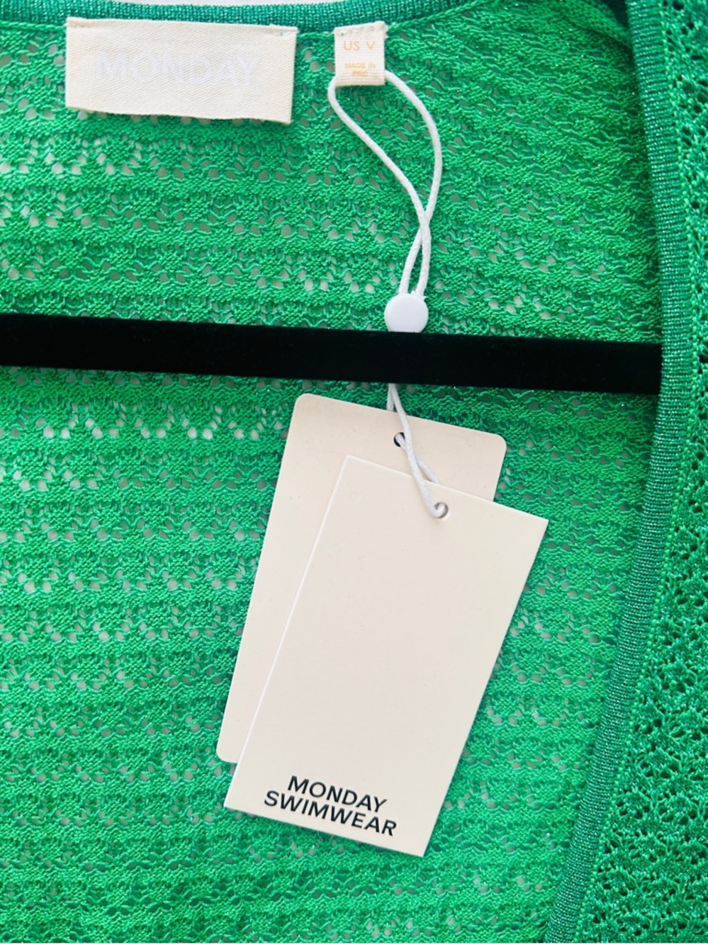 NWT MONDAY SWIMWEAR MONTEGO MINI DRESS IN PALM GREEN LUREX LACE L/XL (V) - Picture 7 of 7